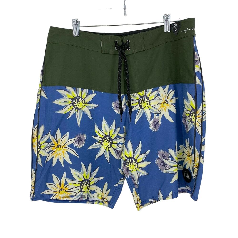 Quiksilver Shorts Men's Size 34 Mid Length 19" Board Green Floral Print NEW